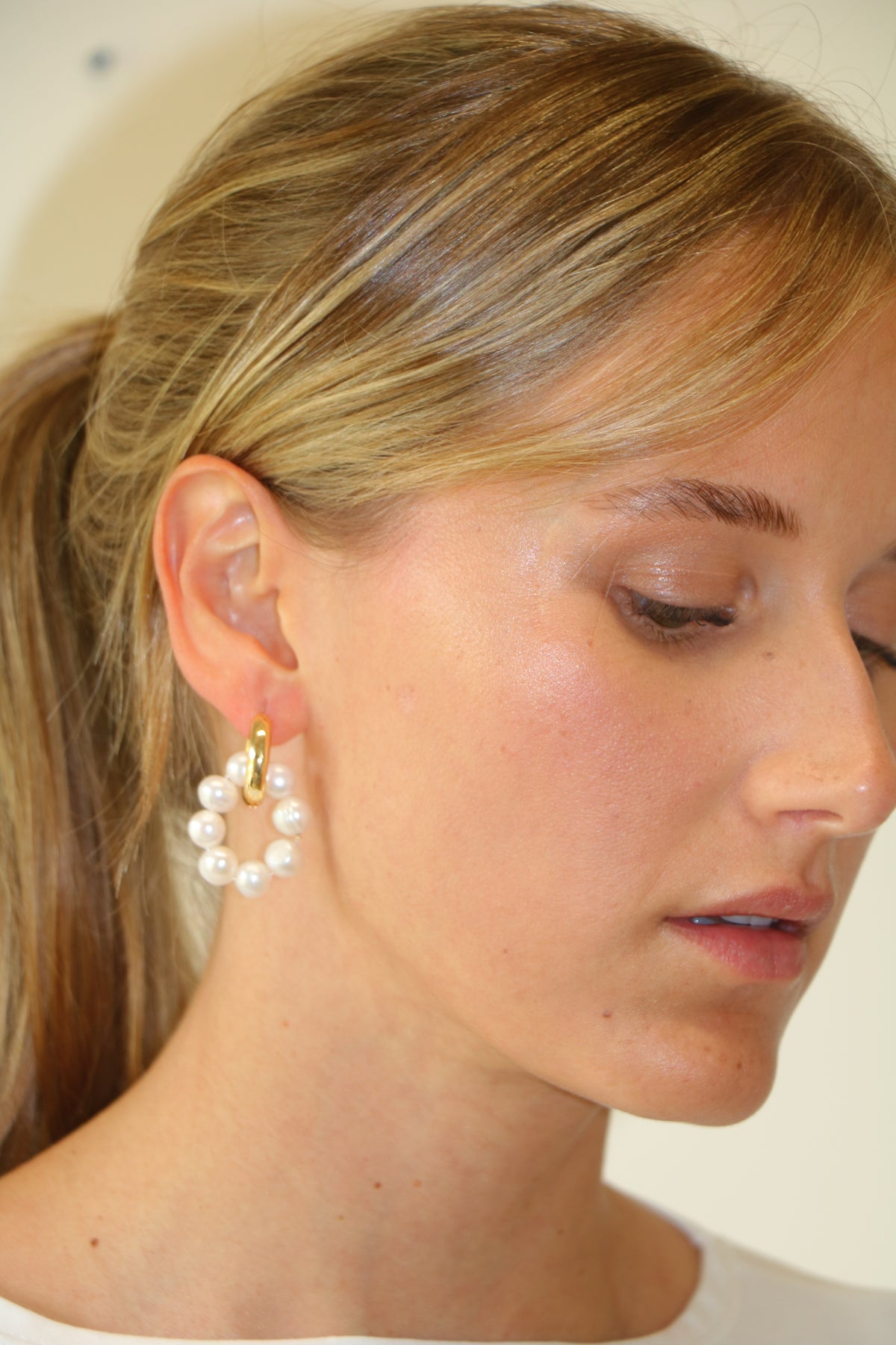 Aretes Pearl Hoops